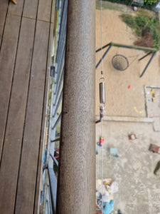 Hjørne og ende wirebeslag til altan træ-gelænder - Venstre side