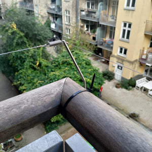 Hjørne og ende wirebeslag til altan træ-gelænder - Højre side